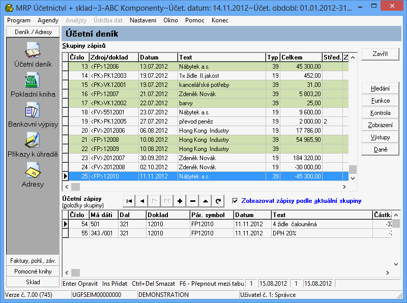 Účetnictví + síť